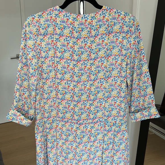 Tuckernuck Liberty Of London Floral Printed Silk De Chine Pullover Pleated Dress - Picture 7 of 12